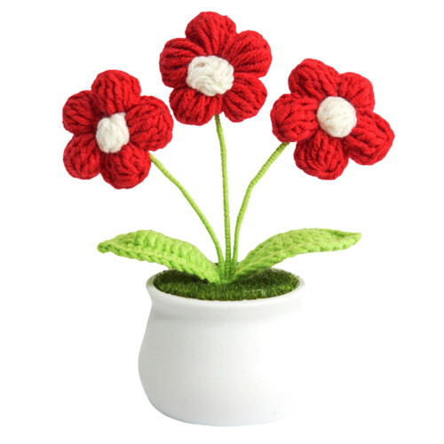 Handvirkad blombukett – mjukt garn, 1 st.