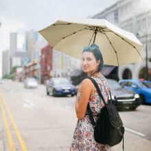 Compact Travel Umbrella with 8 Ribs Sunshade and Rain