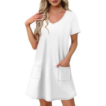 Damen-Midikleid mit V-Ausschnitt und kurzen Ärmeln aus Spandex für den Lounge-Bereich