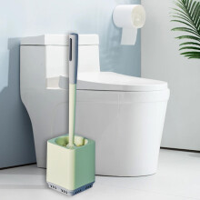 Dead Corner Toilet Brush Bathroom Cleaning Brush Toilet Long Handle Wall-mounted Plastic Soft Bristle Brush Set With Base