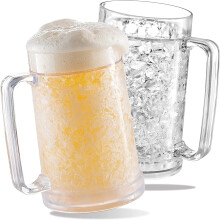 Lot de 2 chopes à bière isothermes 473 ml (16 oz) en plastique à double paroi