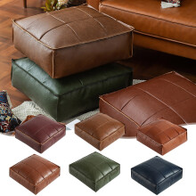 Housse de pouf ottoman en similicuir imperméable 45 x 45 x 15 cm
