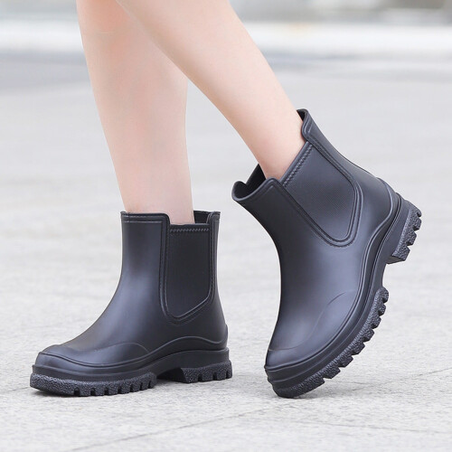 Botas de chuva impermeáveis femininas de cano curto e cano largo (1 par) 1