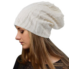 Női slouchy kötött sapka, fehér, egy méret