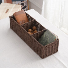 Wicker Bathroom Baskets for Shelves & Toilet Storage – Brown, with Dividers, Compatible with Standard Toilets