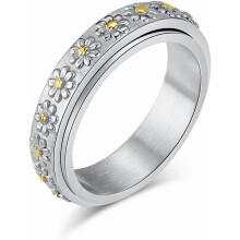 Anello antistress da donna in acciaio inossidabile, modello Spinner, 6 mm