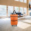 Sac de courses pliable et portable à roulettes orange 4
