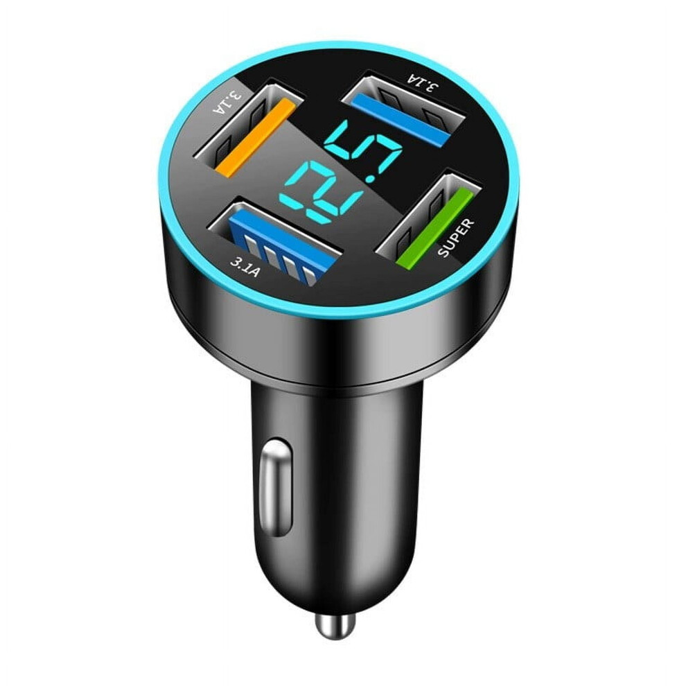 66W 4-Port Usb Car Charger Qc 3.0 Led Display 975221277053