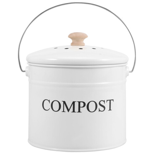 Kitchen Compost Bin Metal Countertop 0.8 Gallon with Lid