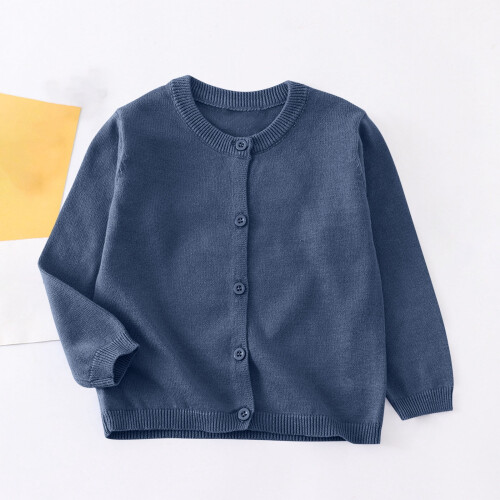 Knit Cardigan Navy Long Sleeve Button-Down School Uniform 1