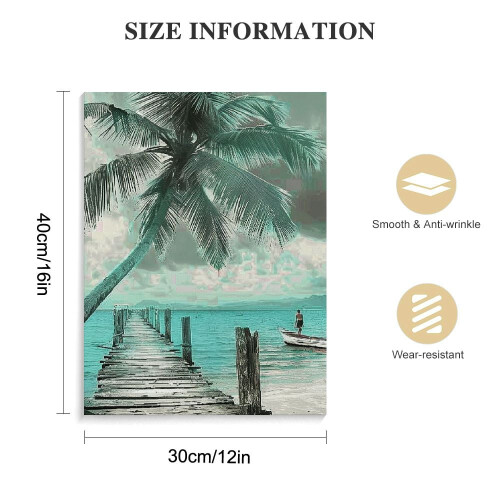 Teal Canvas Wall Art Ocean Lighthouse Palm Tree Surfboard 1