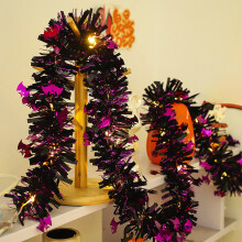 Guirlande de Noël orange et noire de 2,13 m (7 pieds)