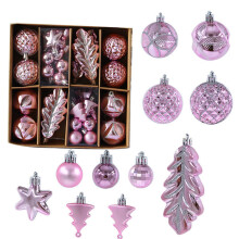 Ensemble de 40 décorations roses pour sapin de Noël
