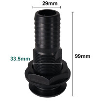 2X Marine Boat Thru Hull Fitting Connector for 5/8, 3/4, 1 Inch Hose Boat Drain Bilge Pump Plumbing Fittings Black