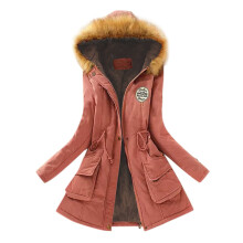 Manteau d'hiver pour femme en laine d'agneau et coton épais à capuche