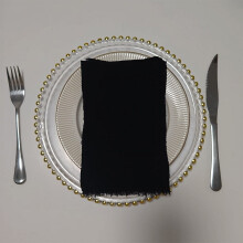 Cloth Napkins 16.53x16.53Inch Set of 4, Linen Gauze Cloth with Fringe,Reusable Fringe Soft Serviette for Dinner,Parties,Christmas,Weddings (Black)