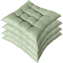 Set of 4 Square Tufted Chair Pads, Solid Color Indoor Seat Cushions with Ties, Plush Pillows for Dining & Kitchen Chairs Grass Green 18"x18"x3"