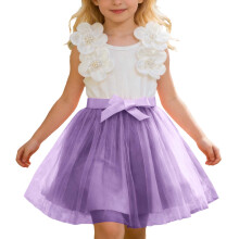 Girls' Floral Sleeveless Tutu Dress for Summer Party, Ages