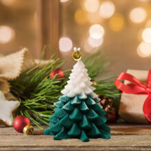 Navy Christmas Tree Taper Candles Scented Wax 12 Pack