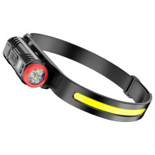 Rechargeable LED Headlamp with COB Silicone Sensor, 7 Modes, Wide Beam & Red Light – Compatible with Adults