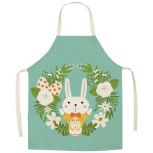 Easter Cartoon Rabbit Egg Apron for Women & Men, Adjustable Kitchen Apron with Pockets, Compatible with Holiday Cooking & Party
