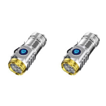 2X Flashlight Tactical Rechargeable Laser Extremely Bright Outdoor Accessories Portable Lighting Silver