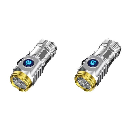 2X Flashlight Tactical  Rechargeable Laser Extremely Bright Outdoor Accessories Portable Lighting Silver