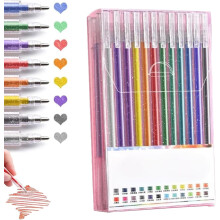 Glitter Gel Pen Set, 12 Metallic Vibrant Sparkle Pens for Coloring & Writing – Compatible with 2026 Art Supplies