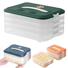 4-Layer Dumpling Freezer Case, Stackable Plastic Fridge Organizer with Lids – Compatible with Standard Refrigerators