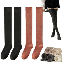 Wateresty Women Thigh High Socks, Over Knee Thigh Stockings, Warm Soft Thickened Thighs Solid Color Socks, Warm Stretchy Boot Socks for Daily Wear
