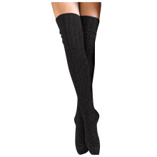 Women's Thigh-High Cotton Socks with Lace Knit Warmth