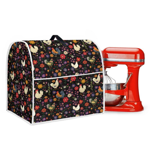 Κάλυμμα σκόνης για μίξερ κουζίνας Rooster Chicken Floral, συμβατό με μίξερ βάσης 4,5–5Qt,