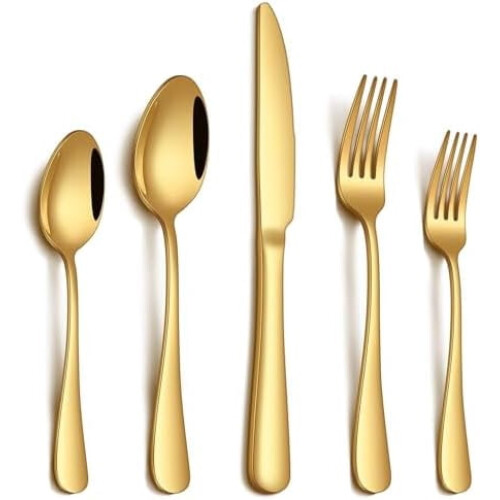 Gold Stainless Steel Flatware Set 20-Pc for 4