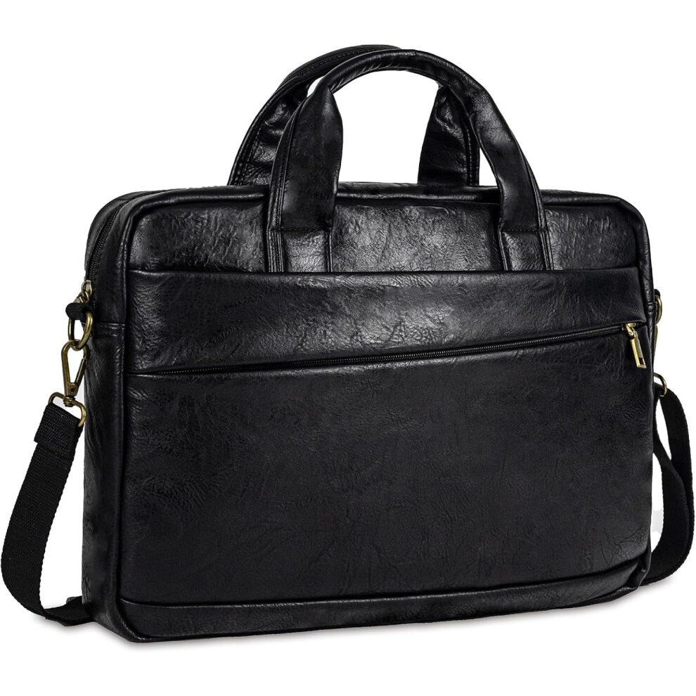 Men's Pu Leather Messenger Bag 15.6 Inch Laptop Briefcase 975221278241