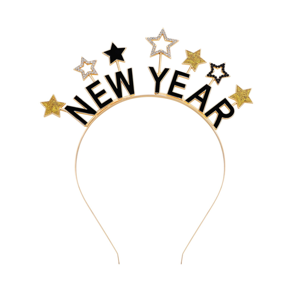 New Year Headband for Women Sparkly Rhinestone Black