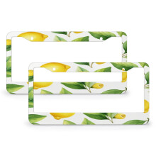 Watercolor Lemon Green Leaves License Plate Frame Aluminum