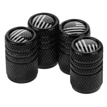 BESTONZON 4Pcs Car Tire Valve Stem Caps Aluminum Alloy Black Design Durable Covers