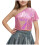 Girls One-Shoulder Short-Sleeve Sequin Crop Top 1