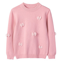 Girls' Toddler Sweater Plain Crew Neck Hot Pink Size 4-5T
