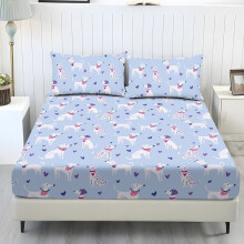 Queen Sheet Set Cooling Polyester Spandex 3-Pc Dog Blue
