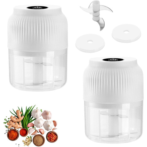 Electric Garlic Chopper USB Rechargeable with 4 Stainless
