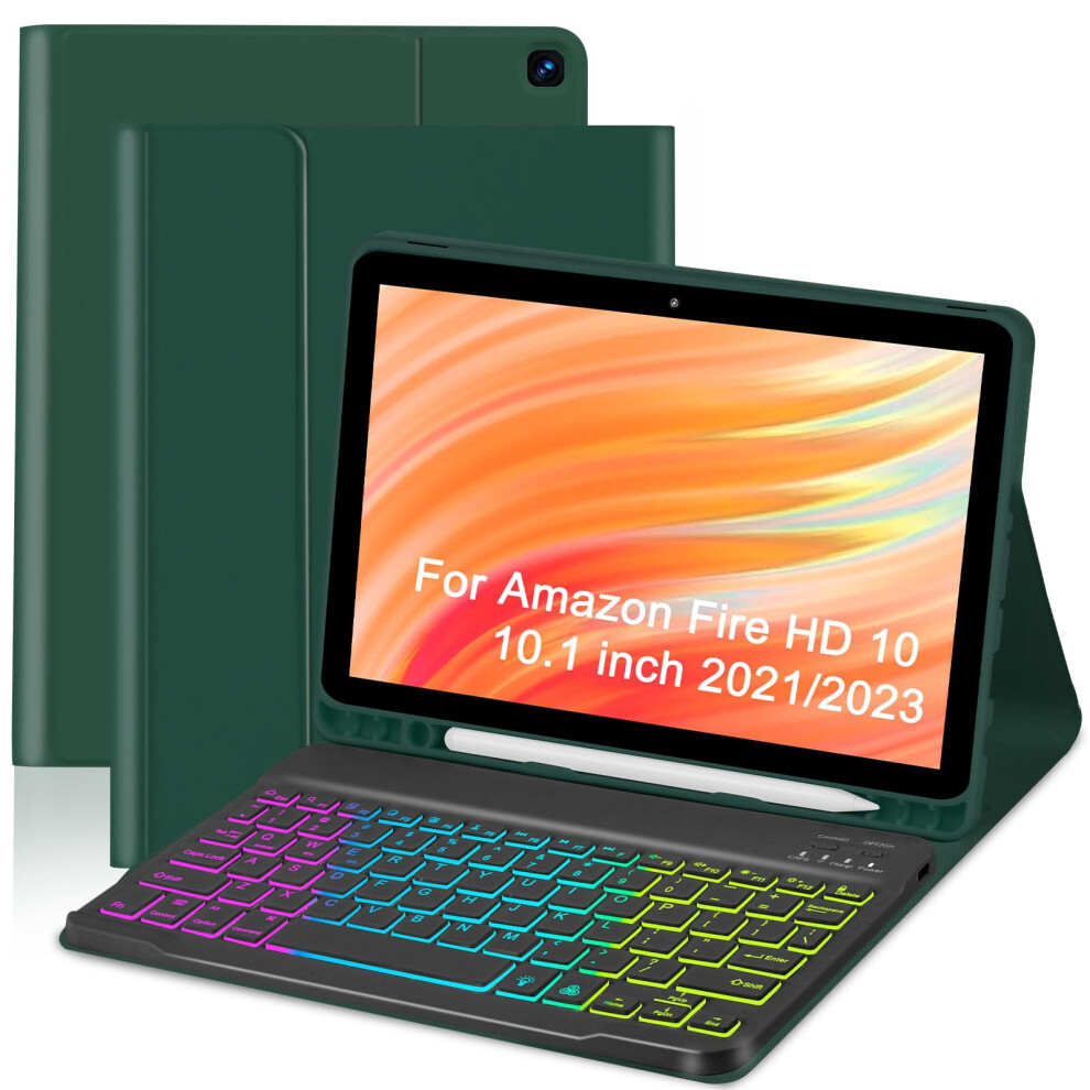 Rainbow Backlit Keyboard Case For Kindle Fire Hd 10 10.1 962125660647