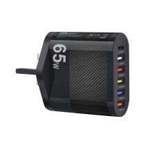 65W Universal Wall Charger with 5 USB-C Ports PD QC3.0