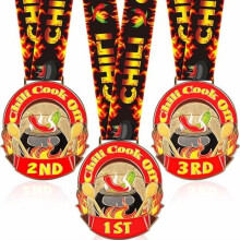 Chili Cook Off Medals 1st 2nd 3rd with Ribbons 3 pcs