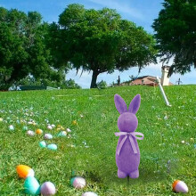 Easter Yard Outdoor Decorations Flocked Rabbit Yard Signs with Bow Stakes for Yard Garden Holiday Spring Home Decor Party Supplies Prop Decorations