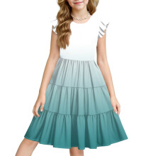 Girls' sleeveless rainbow gradient A-line sundress