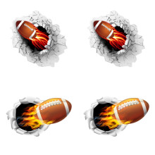 3D Football and Rugby Wall Decals for Boys, 4-Piece Set