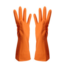 Rubber Cleaning Gloves Waterproof Reusable Orange