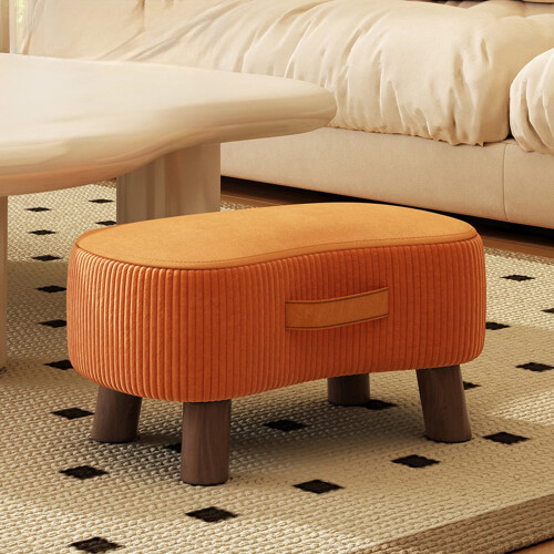 Curved Foot Stool with Handle and Padded Seat