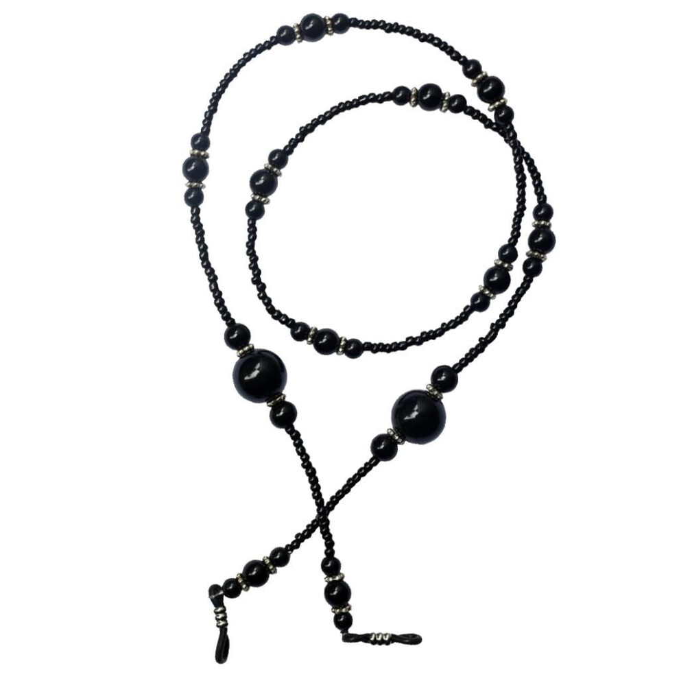Acrylic beaded lanyard cord holder for eyeglasses black